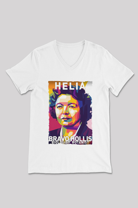 Helia Bravo Hollis Baskılı Unisex V Yaka Beyaz Tişört - Tshirt