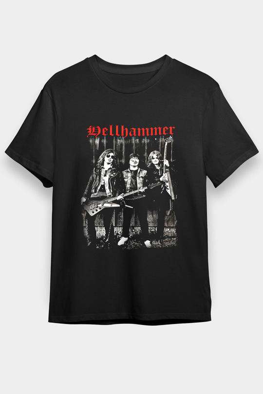 Hellhammer Baskılı Unisex Siyah Tişört