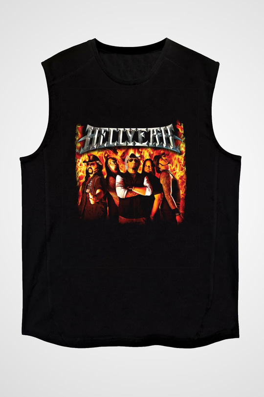 Hellyeah Baskılı Unisex Siyah Kolsuz Tişört