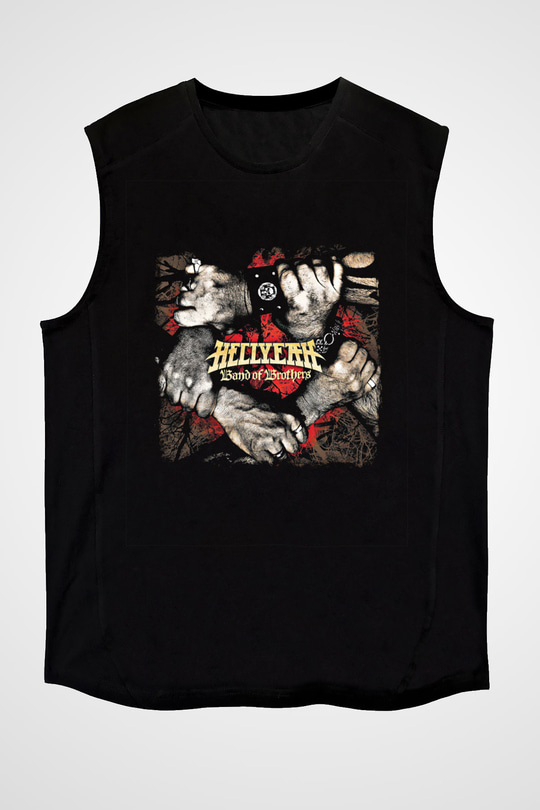 Hellyeah Baskılı Unisex Siyah Kolsuz Tişört