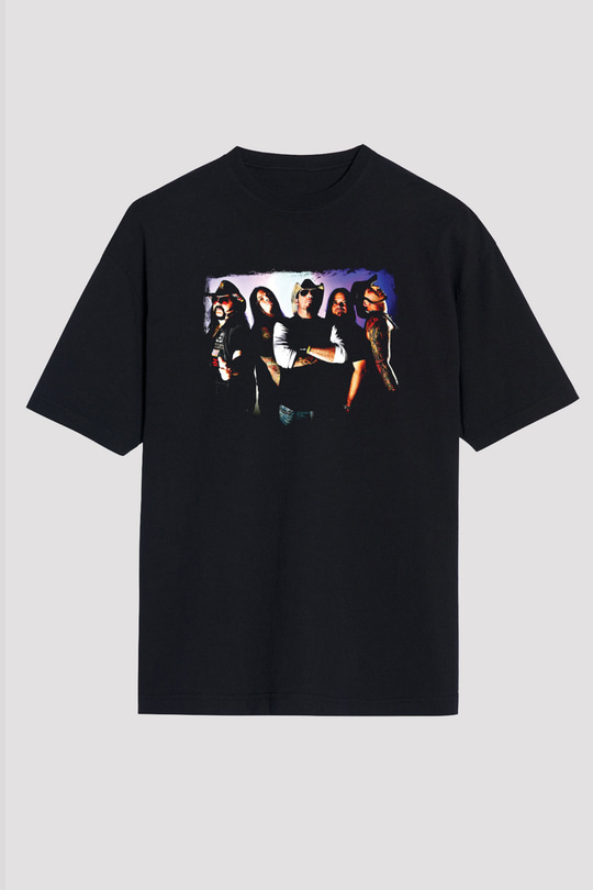 Hellyeah Baskılı Unisex Siyah Oversize Tişört