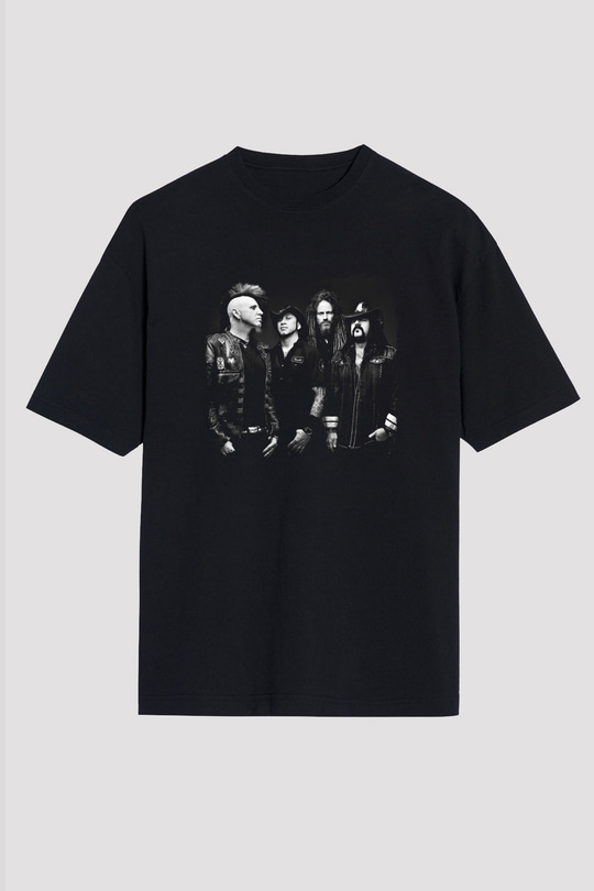 Hellyeah Baskılı Unisex Siyah Oversize Tişört