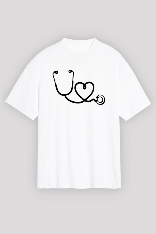Hemşire Beyaz Unisex Oversize Tişört T-Shirt