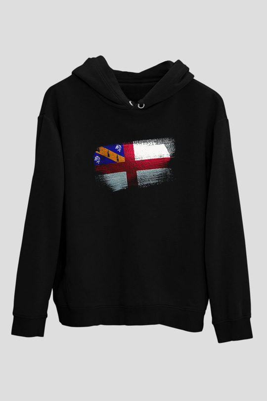 Herm Bayrağı Baskılı Unisex Siyah Hoodie