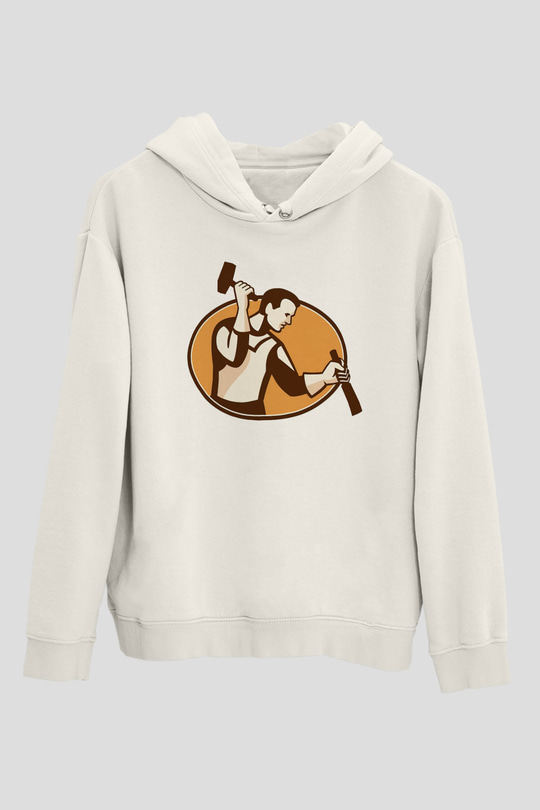Heykeltıraş Beyaz Unisex Kapüşonlu Sweatshirt