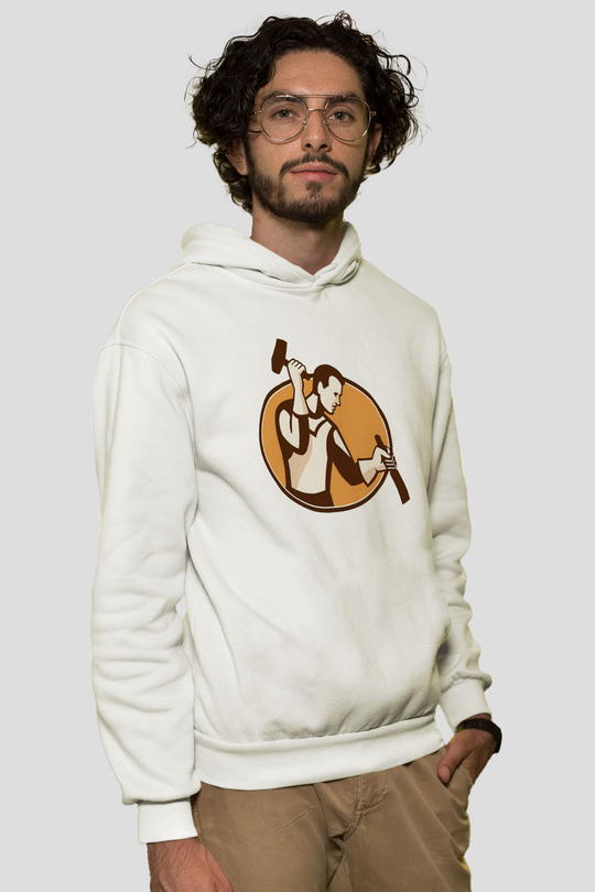 Heykeltıraş Beyaz Unisex Kapüşonlu Sweatshirt