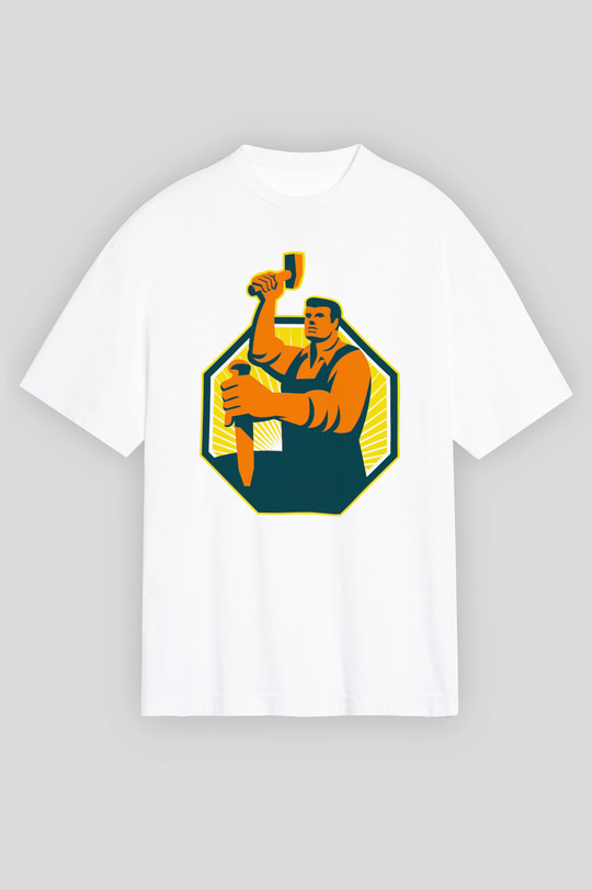 Heykeltıraş Beyaz Oversize Tişört Oversize T-shirt - TişörtFabrikası