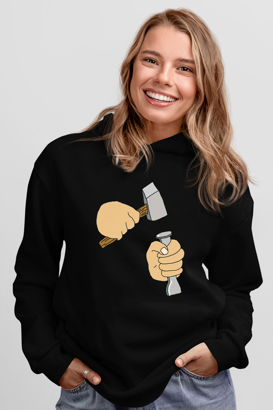 Heykeltıraş Siyah Unisex Kapüşonlu Sweatshirt