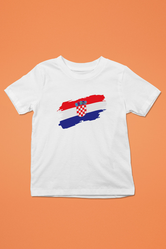 Hırvatistan Baskılı Beyaz Unisex Çocuk Tişört