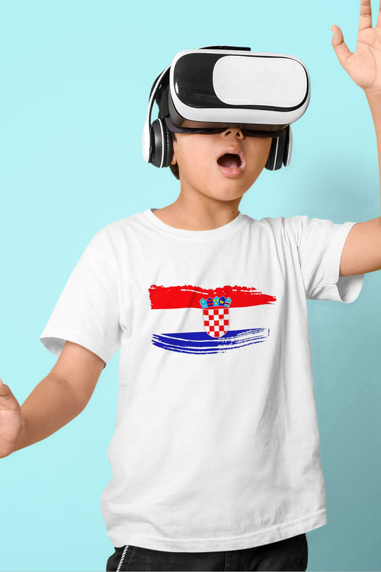 Hırvatistan Baskılı Beyaz Unisex Çocuk Tişört