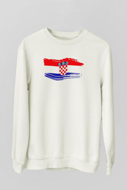 Hırvatistan Beyaz Unisex Sweatshirt