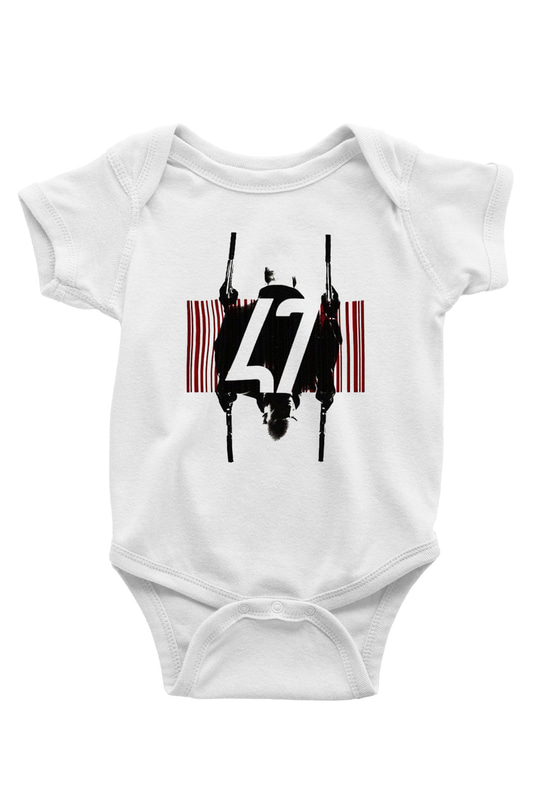 Hitman Baskılı Beyaz Unisex Bebek Body - Zıbın