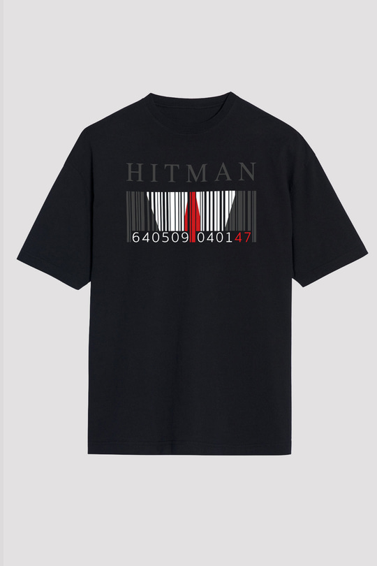 Hitman Siyah Unisex Oversize Tişört T-Shirt