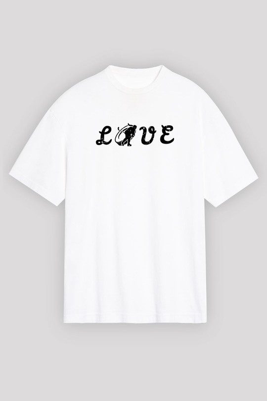 Hokey Baskılı Unisex Beyaz Oversize Tişört - Tshirt