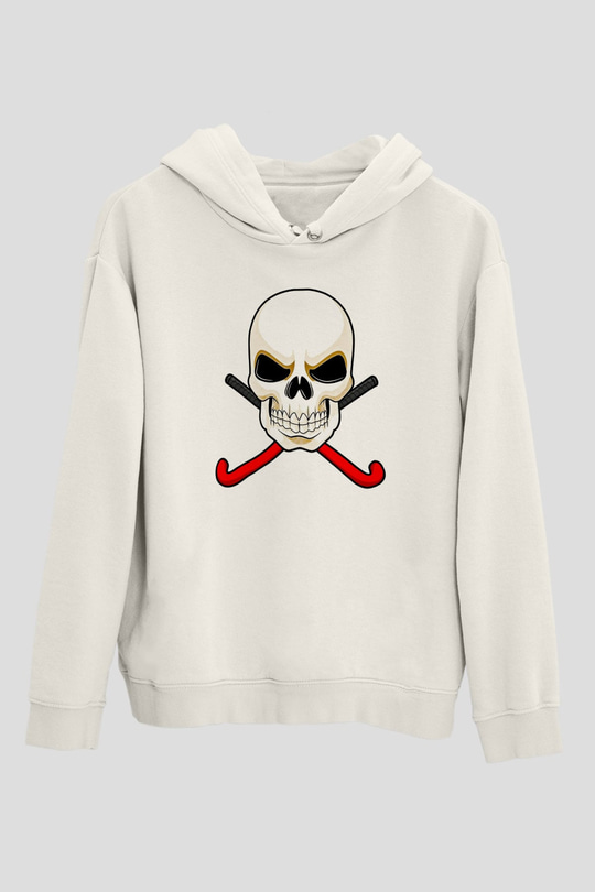 Hokey Baskılı Unisex Ekru Hoodie