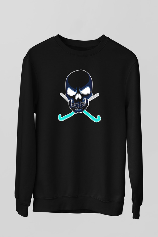Hokey Baskılı Unisex Siyah Sweatshirt