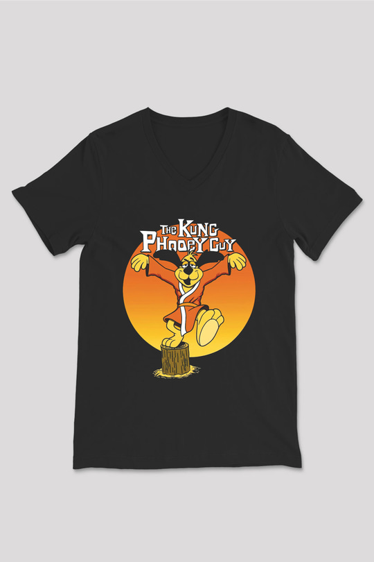 Hong Kong Phooey Siyah Unisex  V Yaka Tişört