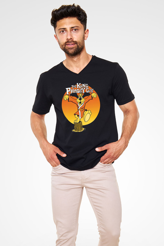 Hong Kong Phooey Siyah Unisex  V Yaka Tişört