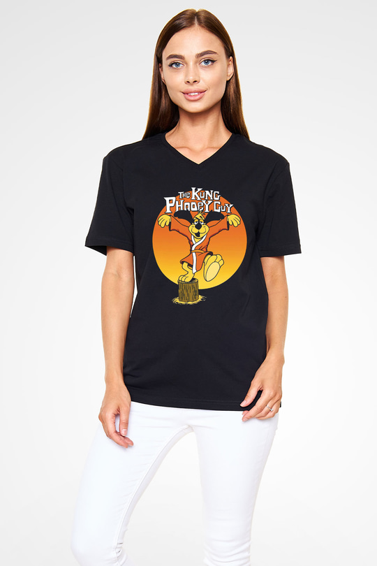 Hong Kong Phooey Siyah Unisex  V Yaka Tişört