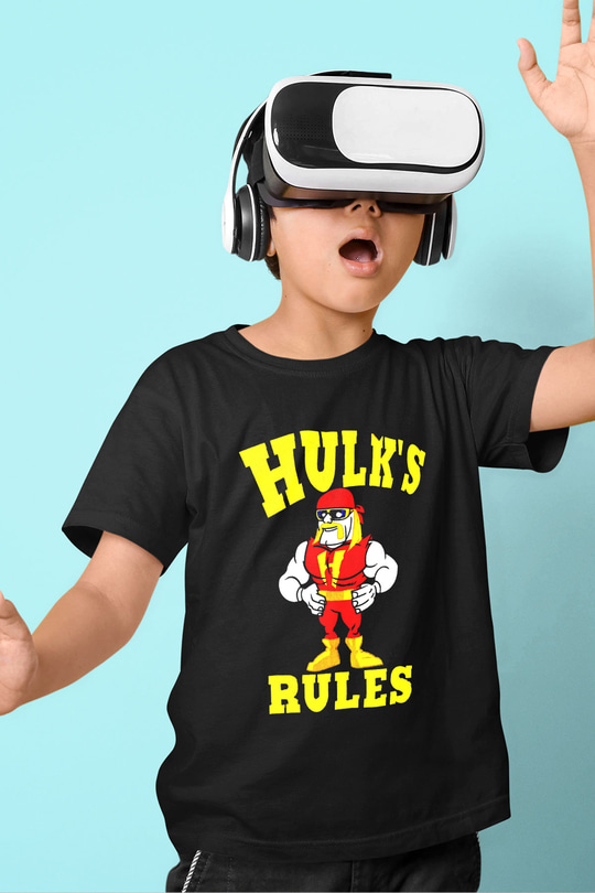 Hulk Hogan Baskılı Siyah Unisex Çocuk Tişört