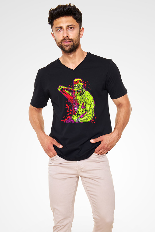 Hulk Hogan Siyah Unisex  V Yaka Tişört