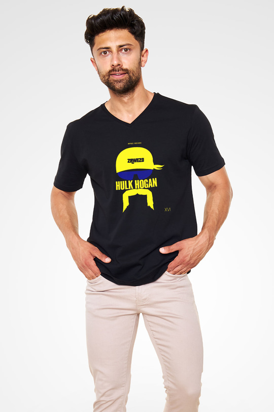 Hulk Hogan Siyah Unisex V Yaka Tişört