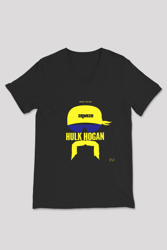 Hulk Hogan Siyah Unisex V Yaka Tişört