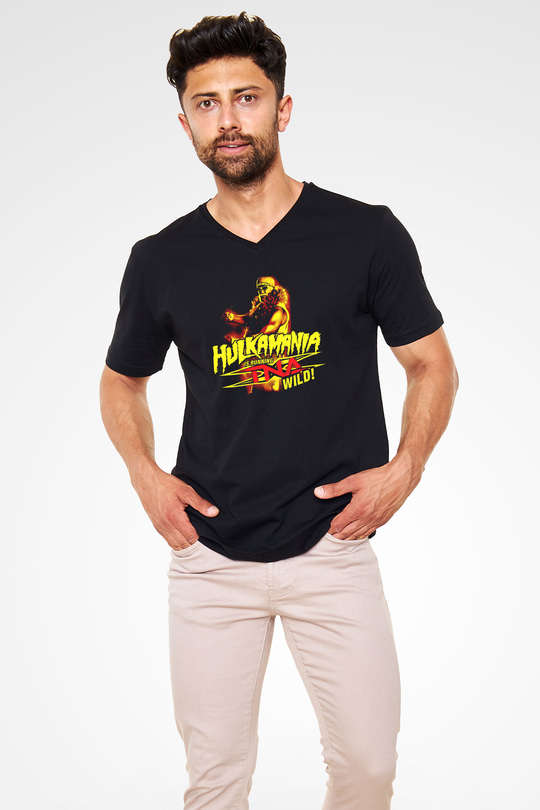 Hulk Hogan Siyah Unisex  V Yaka Tişört