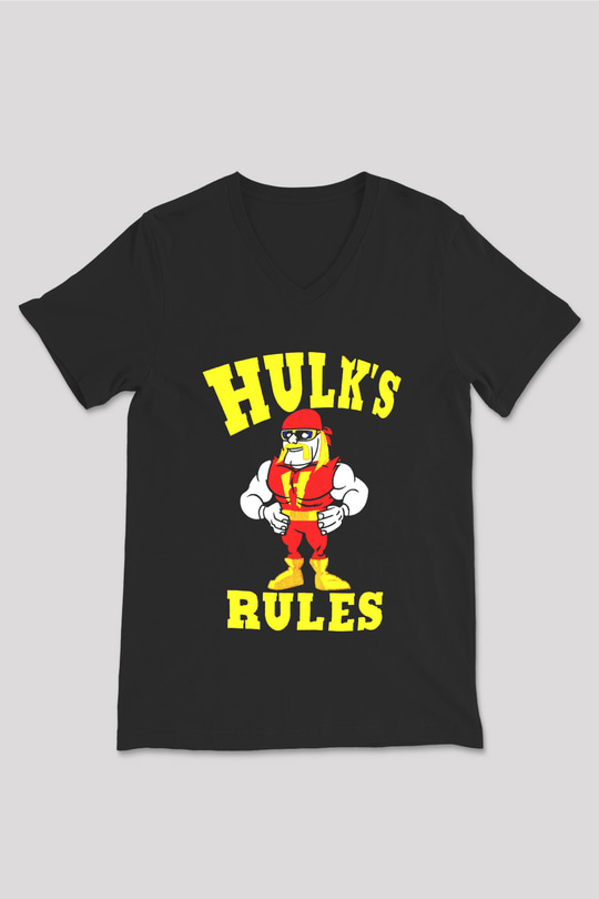 Hulk Hogan Siyah Unisex V Yaka Tişört