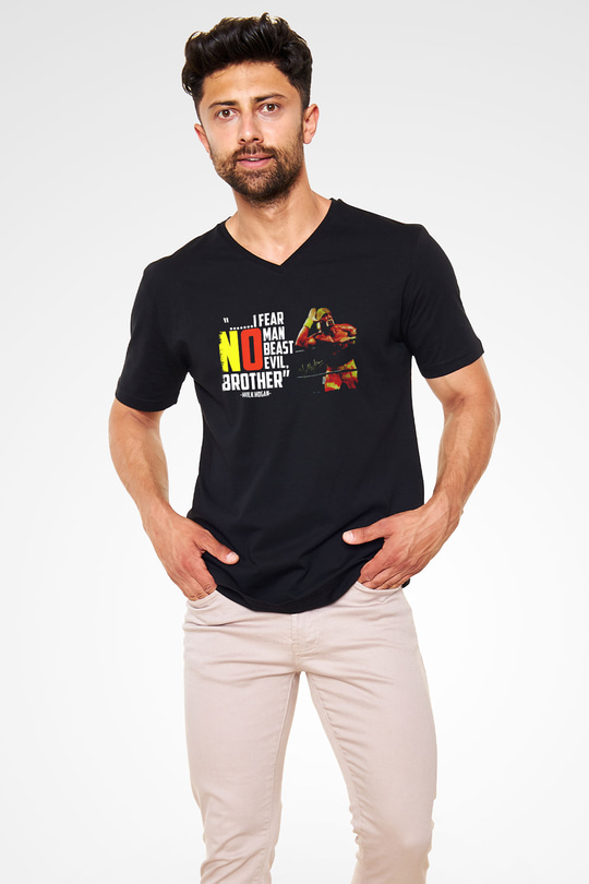 Hulk Hogan Siyah Unisex  V Yaka Tişört