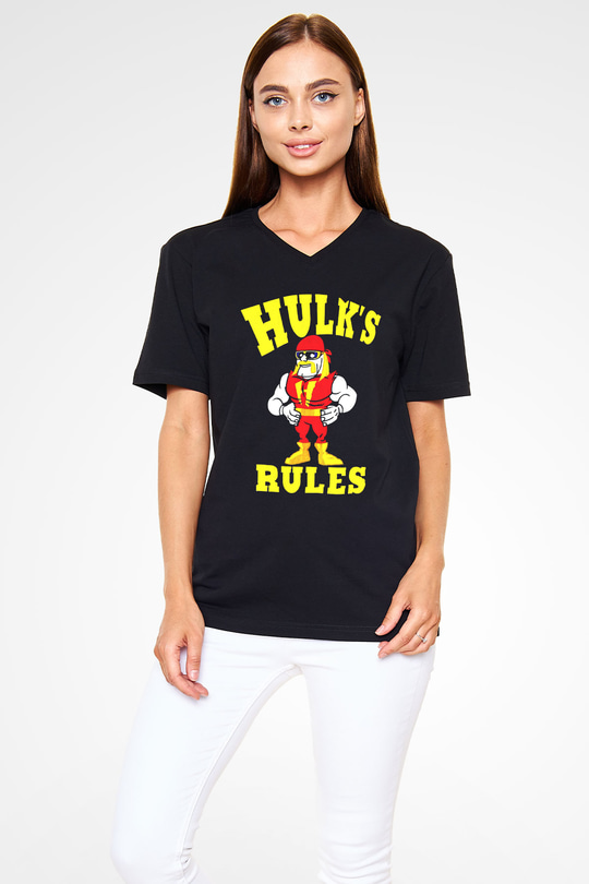 Hulk Hogan Siyah Unisex V Yaka Tişört