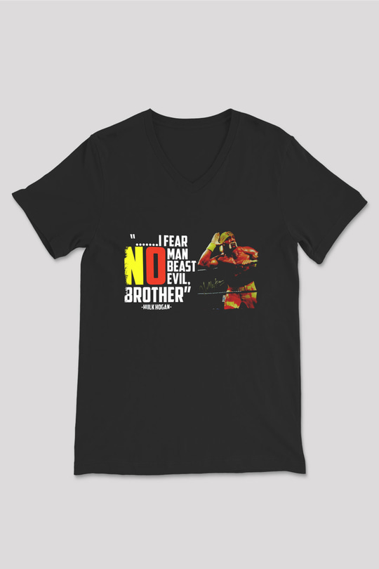 Hulk Hogan Siyah Unisex  V Yaka Tişört