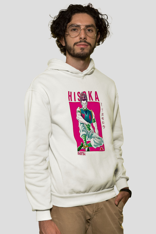 Hunter X Hunter Baskılı Beyaz Unisex Hoodie