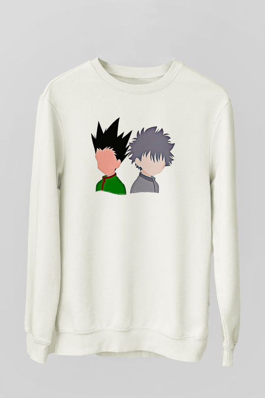 Hunter X Hunter Baskılı Beyaz Unisex Sweatshirt