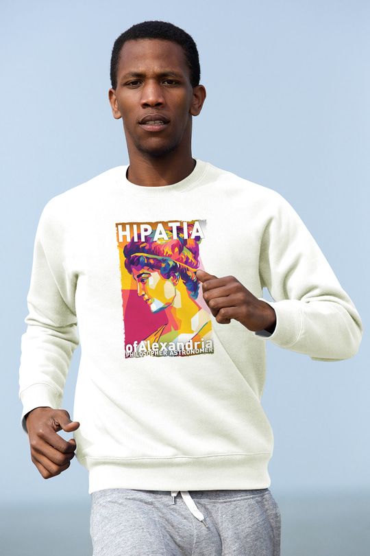 Hypatia of Alexandria Baskılı Unisex Ekru Sweatshirt