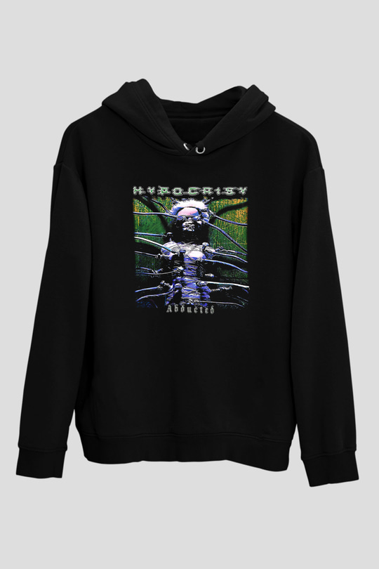 Hypocrispy Baskılı Unisex Siyah Kapüşonlu Sweatshirt