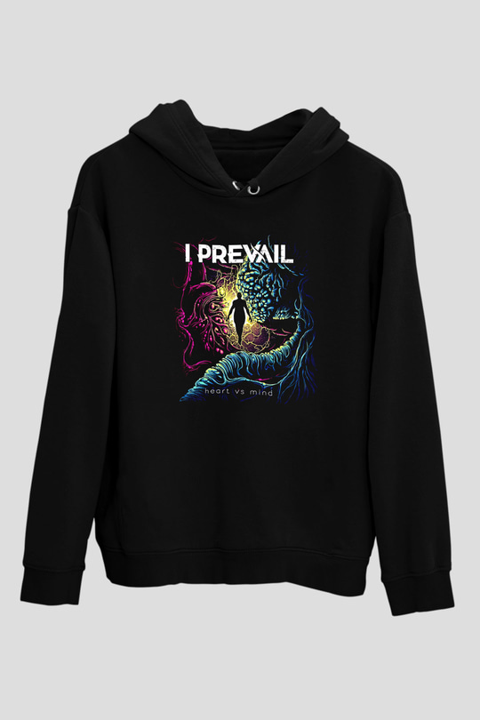 I Prevail Baskılı Unisex Siyah Kapüşonlu Sweatshirt