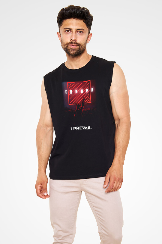 I Prevail Baskılı Unisex Siyah Kolsuz Tişört - Tshirt