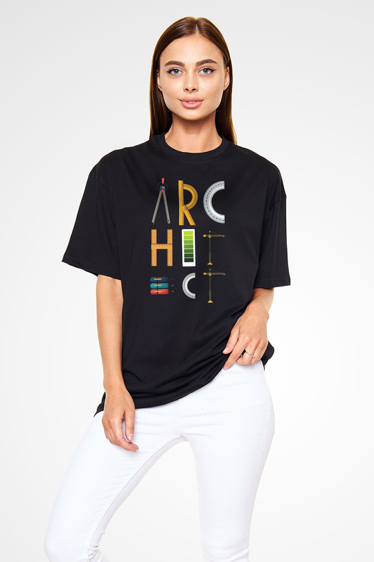 İç mimar Siyah Oversize Tişört Oversize T-shirt - TişörtFabrikası