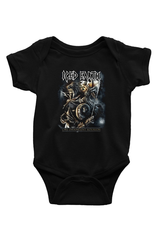 Iced Earth Baskılı Siyah Bebek Body - Zıbın