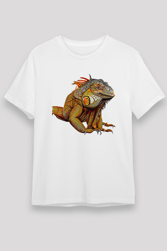 İguana Unisex Baskılı Beyaz Tişört - Tshirt