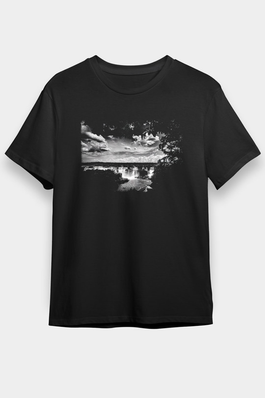 Iguazu Şelalesi Siyah Unisex Tişört T-Shirt - TişörtFabrikası