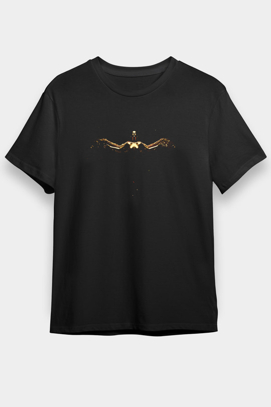 İkarus Baskılı Unisex Siyah Tişört - Tshirt