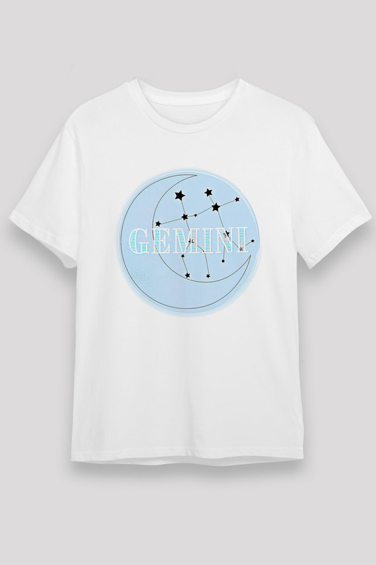 İkizler Burcu Unisex Baskılı Beyaz Tişört - Tshirt