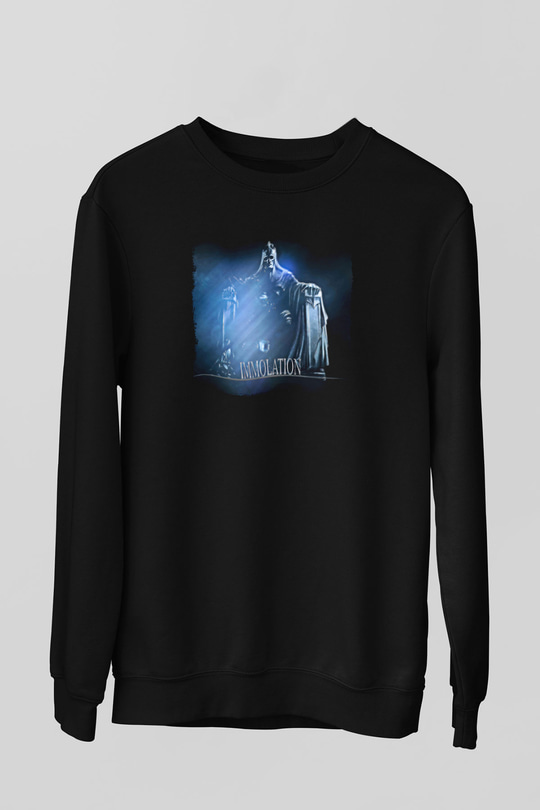 Immolation Baskılı Unisex Siyah Sweatshirt