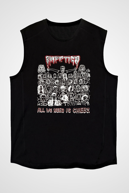 Impetigo Baskılı Unisex Siyah Kolsuz Tişört - Tshirt