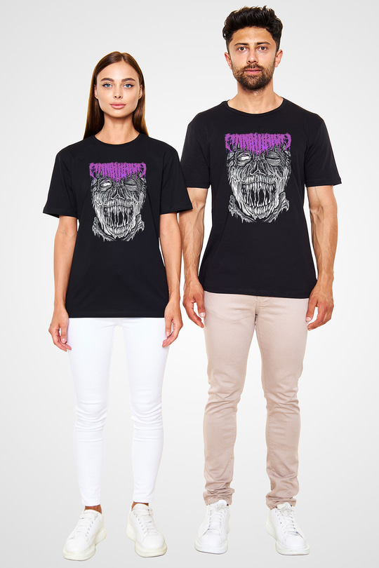Impetigo Baskılı Unisex Siyah Tişört - Tshirt
