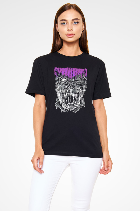 Impetigo Baskılı Unisex Siyah Tişört - Tshirt