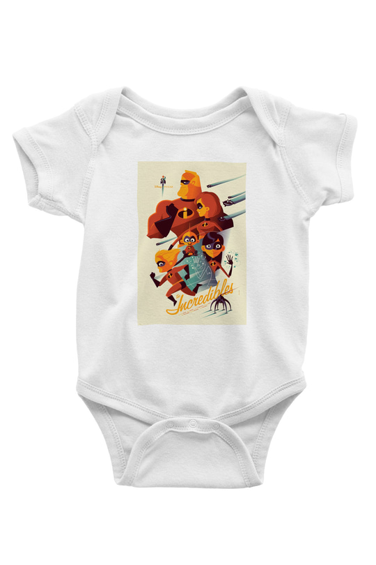 Incredibles (The) Baskılı Beyaz Unisex Bebek Body - Zıbın