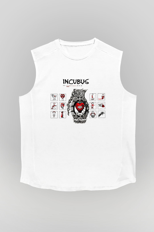 Incubus Beyaz Unisex Kolsuz Tişört